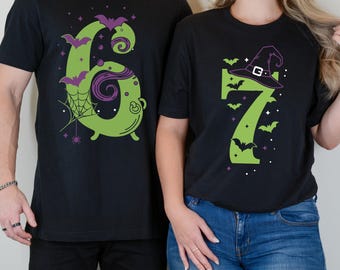 6 7 tshirts funny Halloween costume for kids or parents, great for teachers, six seven Tiktok trend, Meme shirt, group shirt,couples costume