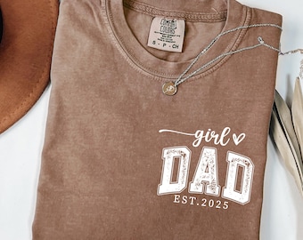 Comfort Colors® Mädchen Dad Est Jahr Shirt, Vatertagsgeschenke von Tochter, passendes Dad & Tochter Shirt, niedliches neues Vatergeschenk, Vater der Mädchen T-Shirt