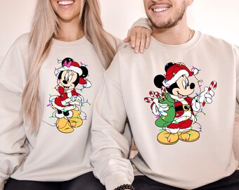 Micky Minnie Maus Weihnachten Sweatshirt, Disney Weihnachten Urlaub Pullover, Familie & Paar Passender Urlaub Rundhalsausschnitt, Disney Familiencrew