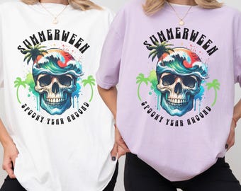 Summerween Skeleton T-Shirt: Spooky Beach Halloween Tee