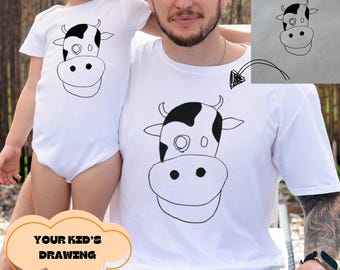 Custom Drawing Shirt, Father's Day Kids Drawing Shirt, Gift for Dad, Personalized Gift, Actual Drawing Shirt, Kids Art Shirt, Gift for Mom