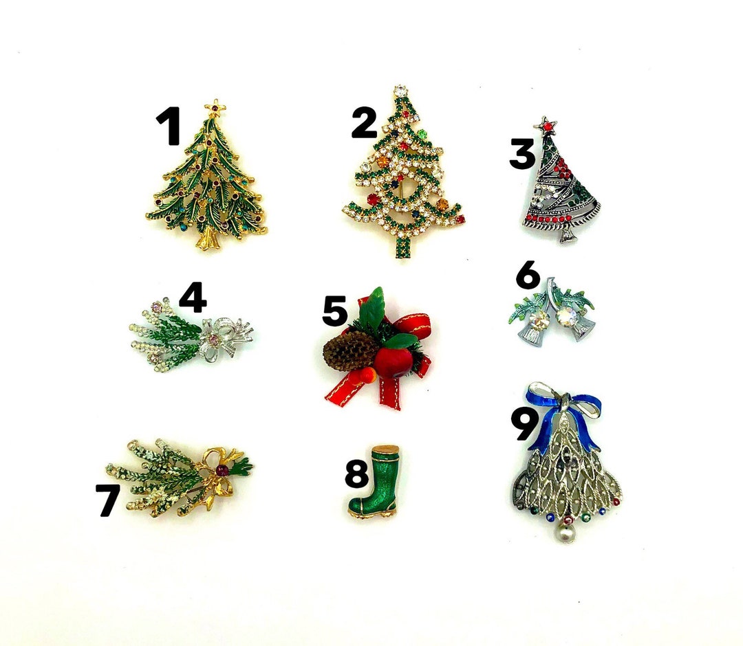 Vintage Christmas Broach, Vintage Christmas Tree Brooch, Vintage