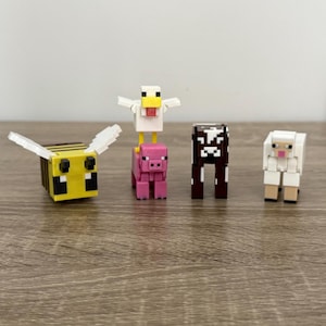 Minecraft-Inspired Farm Animal Pack | 3D Printed Pig, Cow, Sheep, Chicken & Bee | Articulated Figures | Gamer Gift  | Collectible Toy
