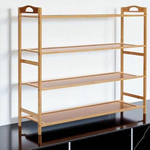 4-Tier Shoe Rack Bamboo Shelf Multipurpose Storage Stand 79cm Wide