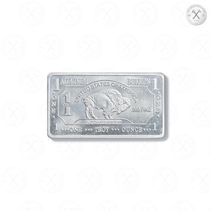 1 oz Aluminum Buffalo Bar • .999 Fine Al Bullion • Lightweight Collectible Ingot • RGM Metal Bar • Gift for Collectors & Investors