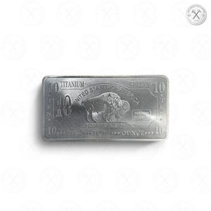 Barra de titanio American Buffalo de 10 oz / Lingote de titanio fino .999 / Arte de metal coleccionable / Compre 1, 2, 3, 5 o 10 barras