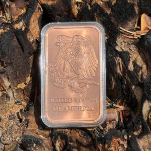 1 oz Copper Bar – Liberty Walking Eagle Design • .999 Fine Bullion • USA Gift Ingot • Encapsulated Collectible • Patriotic Metal