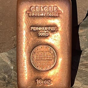 10 oz Copper Bullion Bar Geiger Edelmetalle .9999 Fine Cu | Schloss Guldengossa Design | Cast Ingot w/ Serial | Collectible Gift