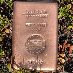 100 oz Geiger Copper Bullion Bar .9999 Pure Cu | Schloss Guldengossa Design | Collectible Cast Bar | Investment Metal Ingot