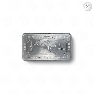 Barra de canguro de titanio de 1 oz / Lingote de titanio fino 0.999 / Diseño australiano / Barra de metal coleccionable para regalo, exhibición e inversión