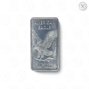 Barra de lingotes de titanio Liberty de 1 oz • 0,999 Ti puro • Regalo coleccionable de American Eagle
