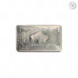 Barra de lingote de titanio puro American Buffalo de 1 oz .999 / Lingote de metal Ti fino de 31,1 g / Regalo coleccionable con diseño estadounidense