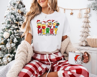 Merry Christmas Shirt, Holiday Shirt, Funny Merry Christmas Shirt, Little Cute Characters Xmas Shirt, Christmas Party Shirt, Christmas Gift