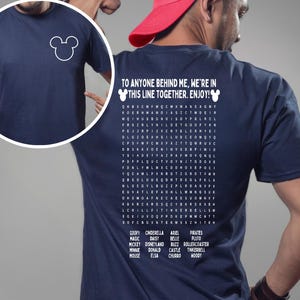Funny Interactive Disney T-Shirts, Disney Dad Shirts, Waiting In Line Puzzle Double Side Disney T-Shirts, Disney Shirts, Disneyland T-Shirts