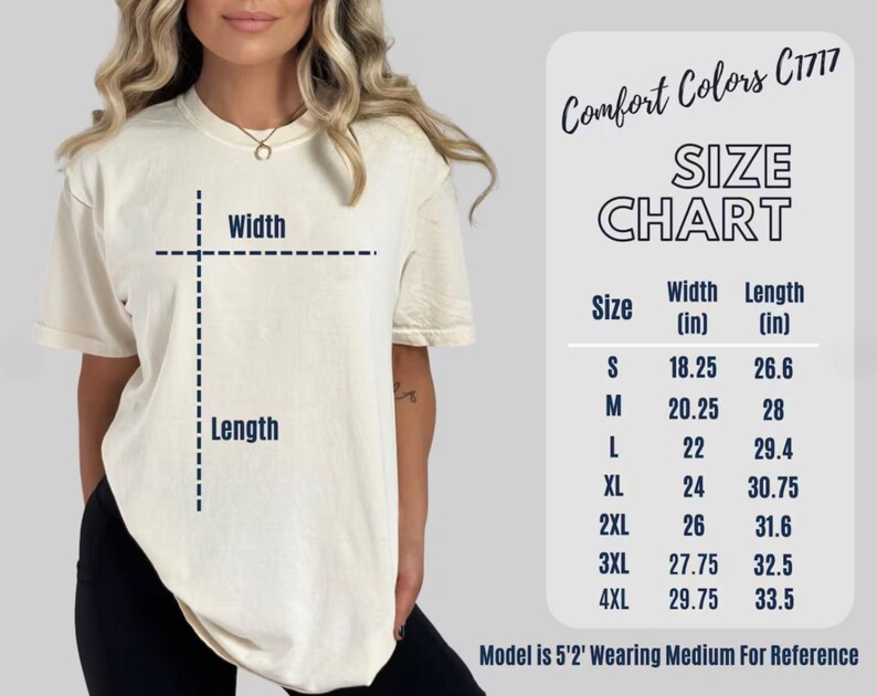 a woman wearing a white t - shirt with measurements