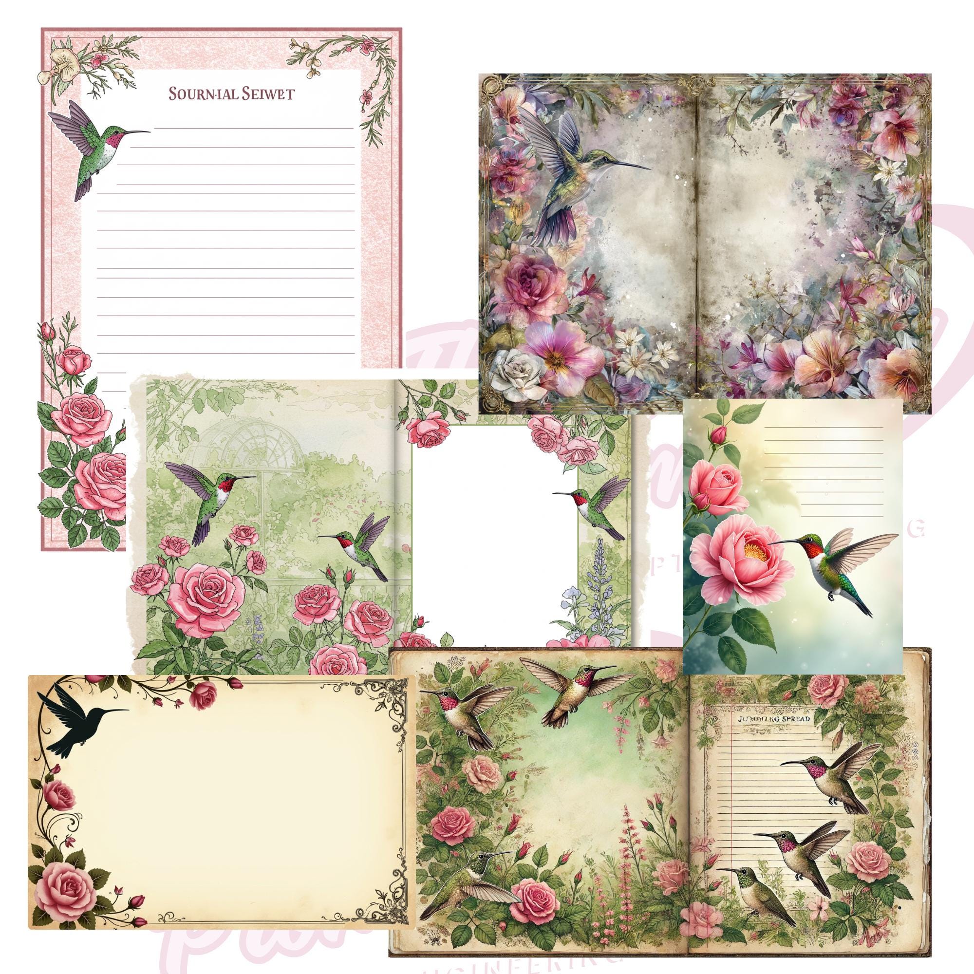 25 Hummingbird and Roses Themed AI Prompts - Digital Journaling & Craft Bundle - Instant Digital Download - Thumbnail 7