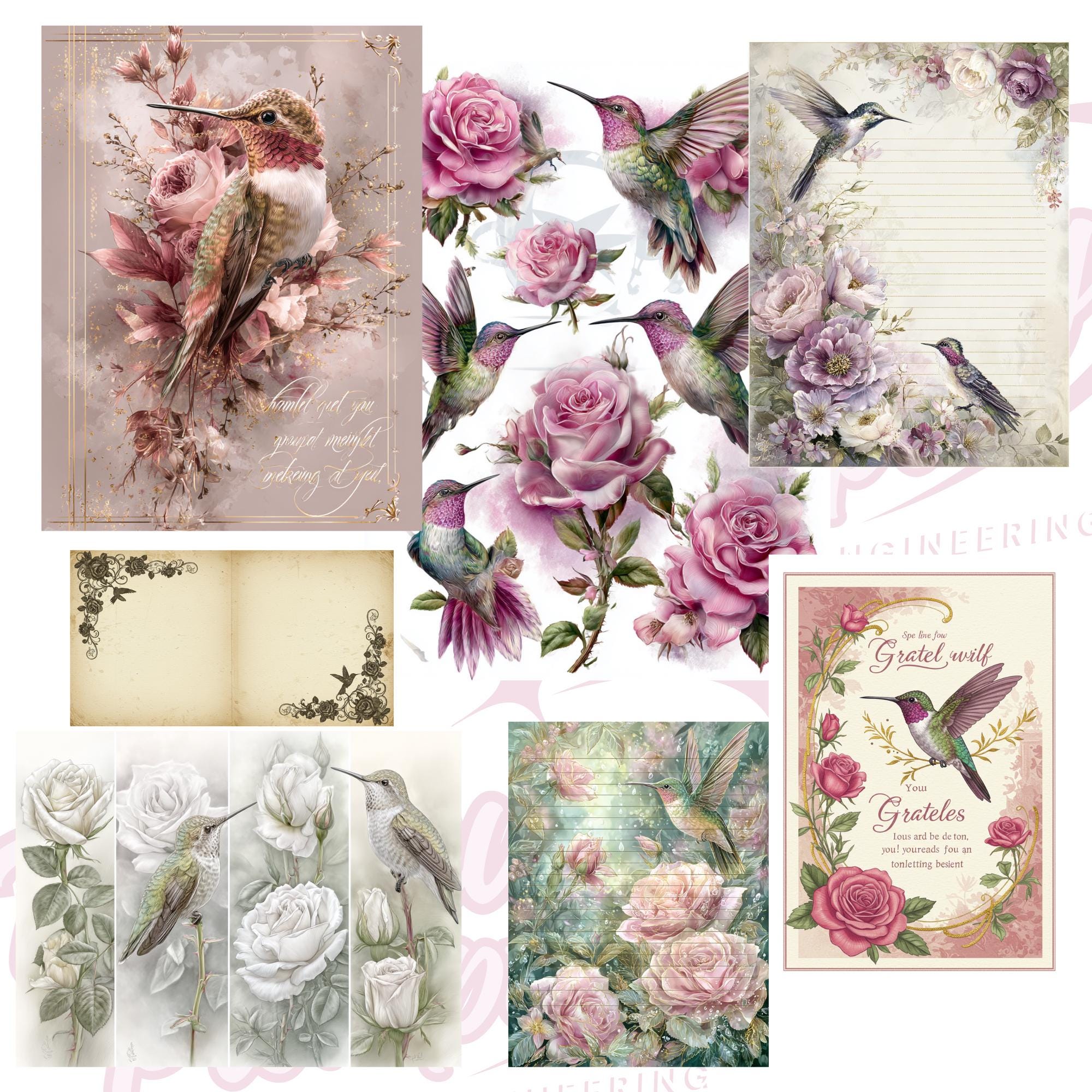 25 Hummingbird and Roses Themed AI Prompts - Digital Journaling & Craft Bundle - Instant Digital Download - Thumbnail 5