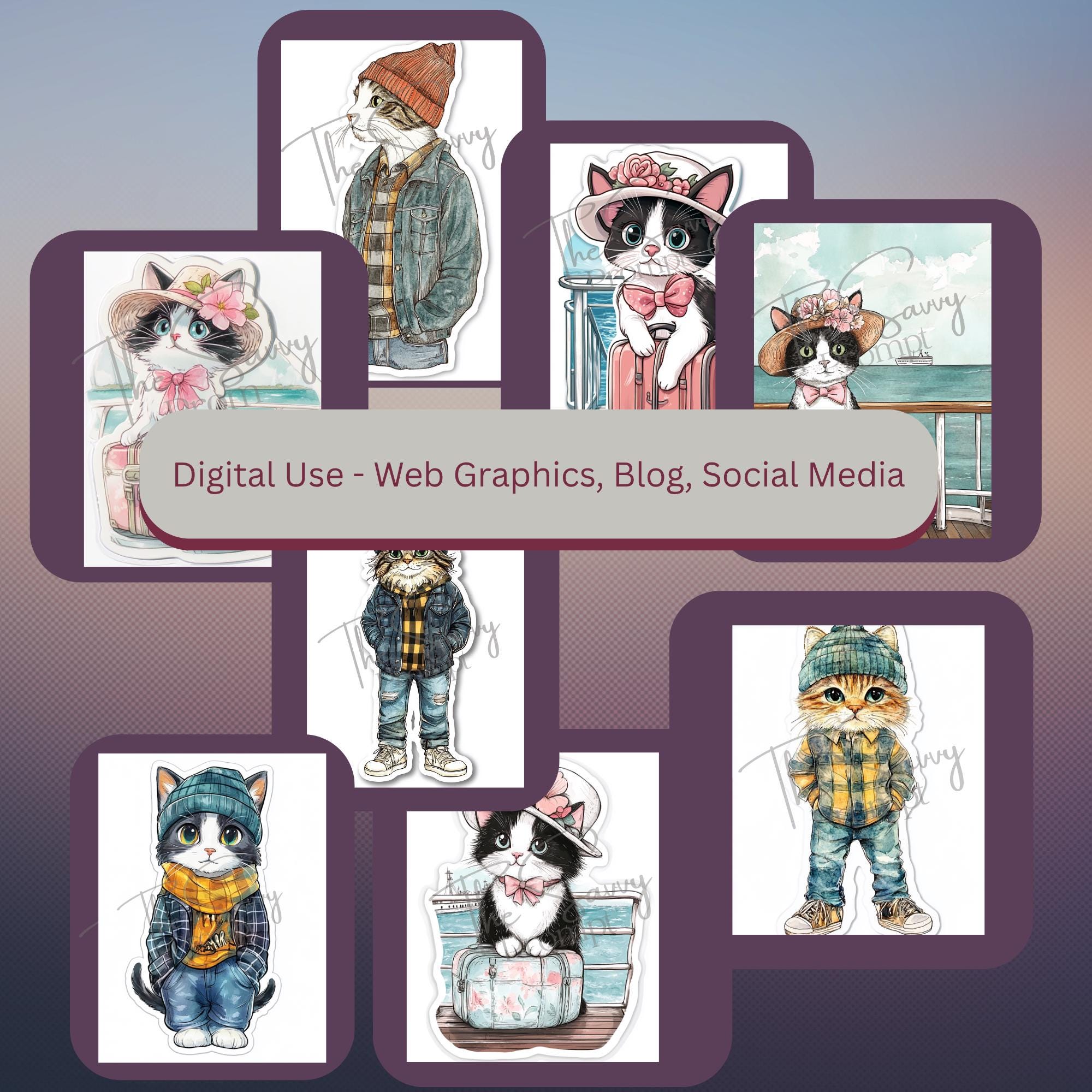 AI Prompt Short –Cat-Titude| 1 Midjourney Prompt with 10 Variations + 40 AI personal/ commercial use images | Journal, Stationery Papers - Thumbnail 6