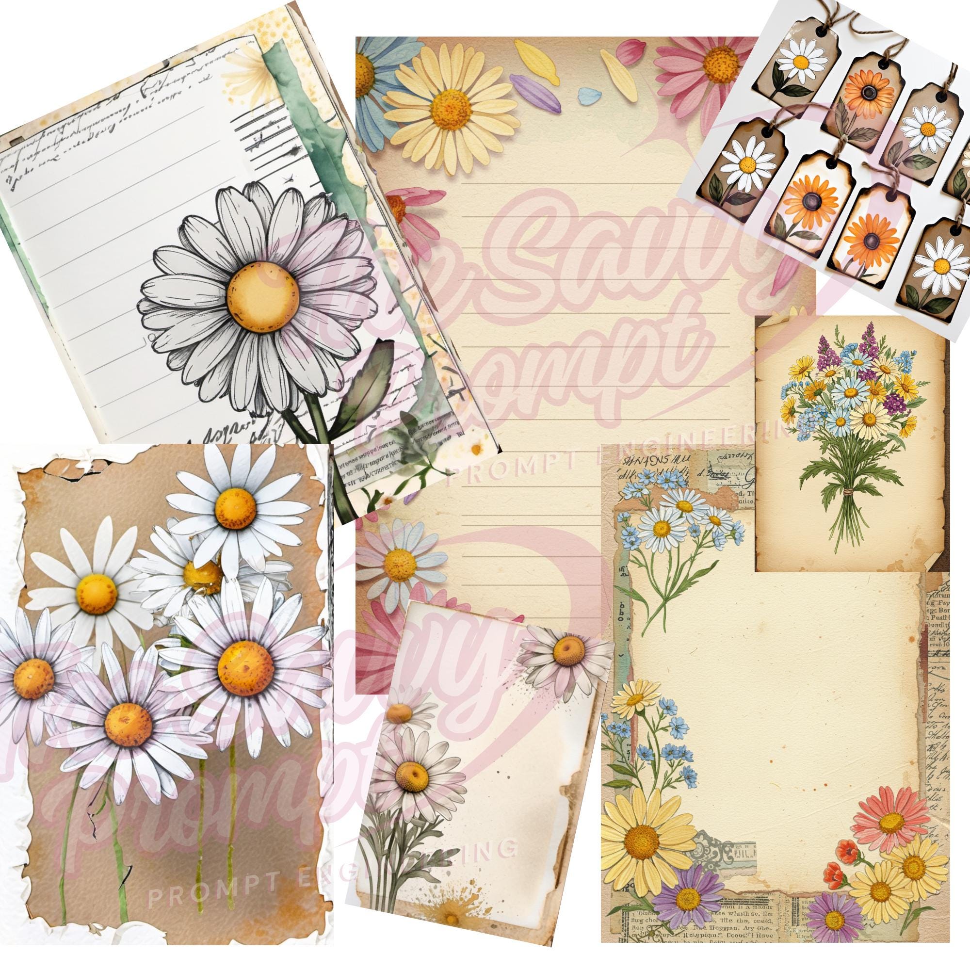 25 Daisy Themed AI Prompts - Digital Journaling & Craft Prompt Collection - Instant Digital Download - Thumbnail 7