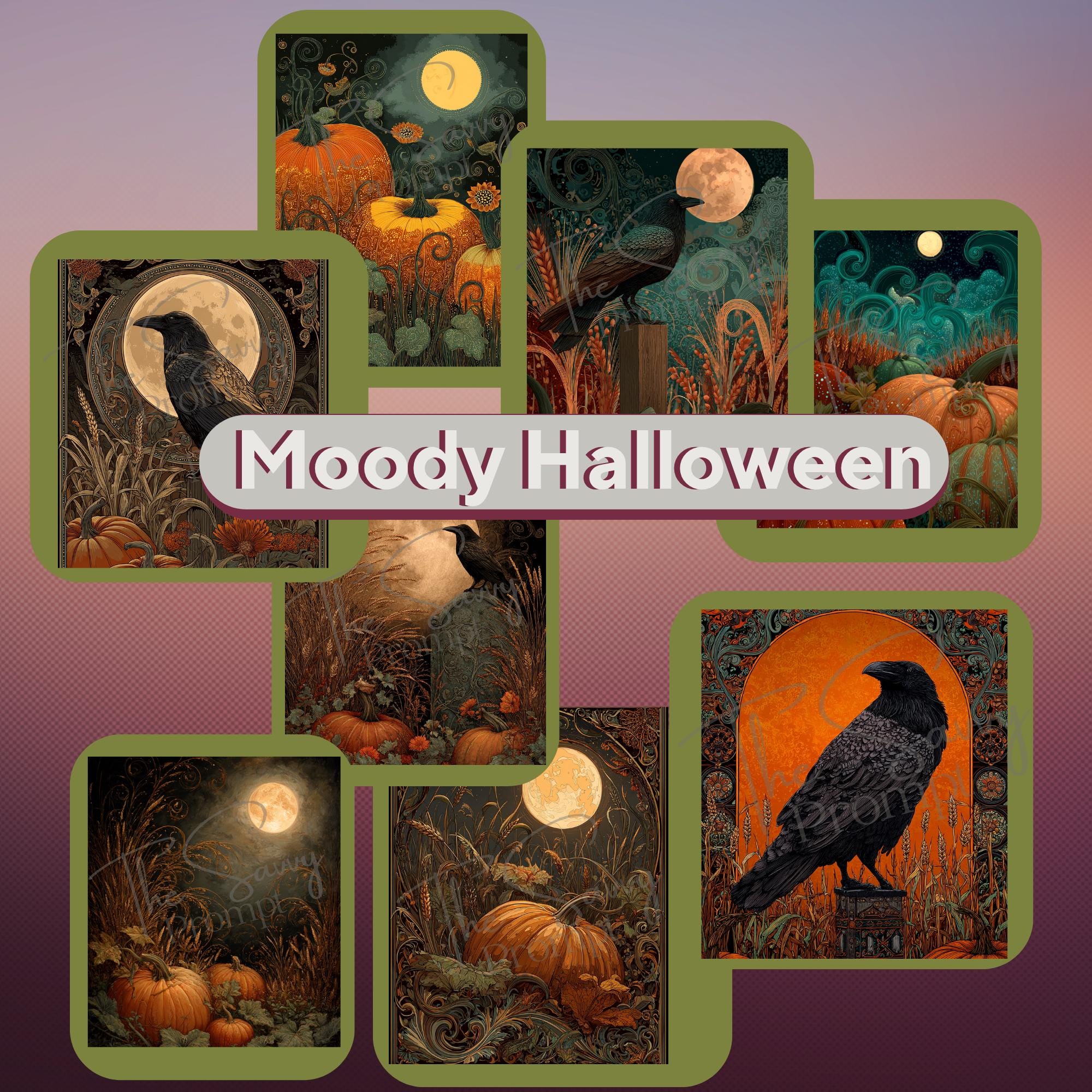 AI Prompt Short - Moody Halloween 1 Midjourney Prompt with 12 Variations + 48 AI personal/ commercial use images | Journaling,Stationery - Thumbnail 2