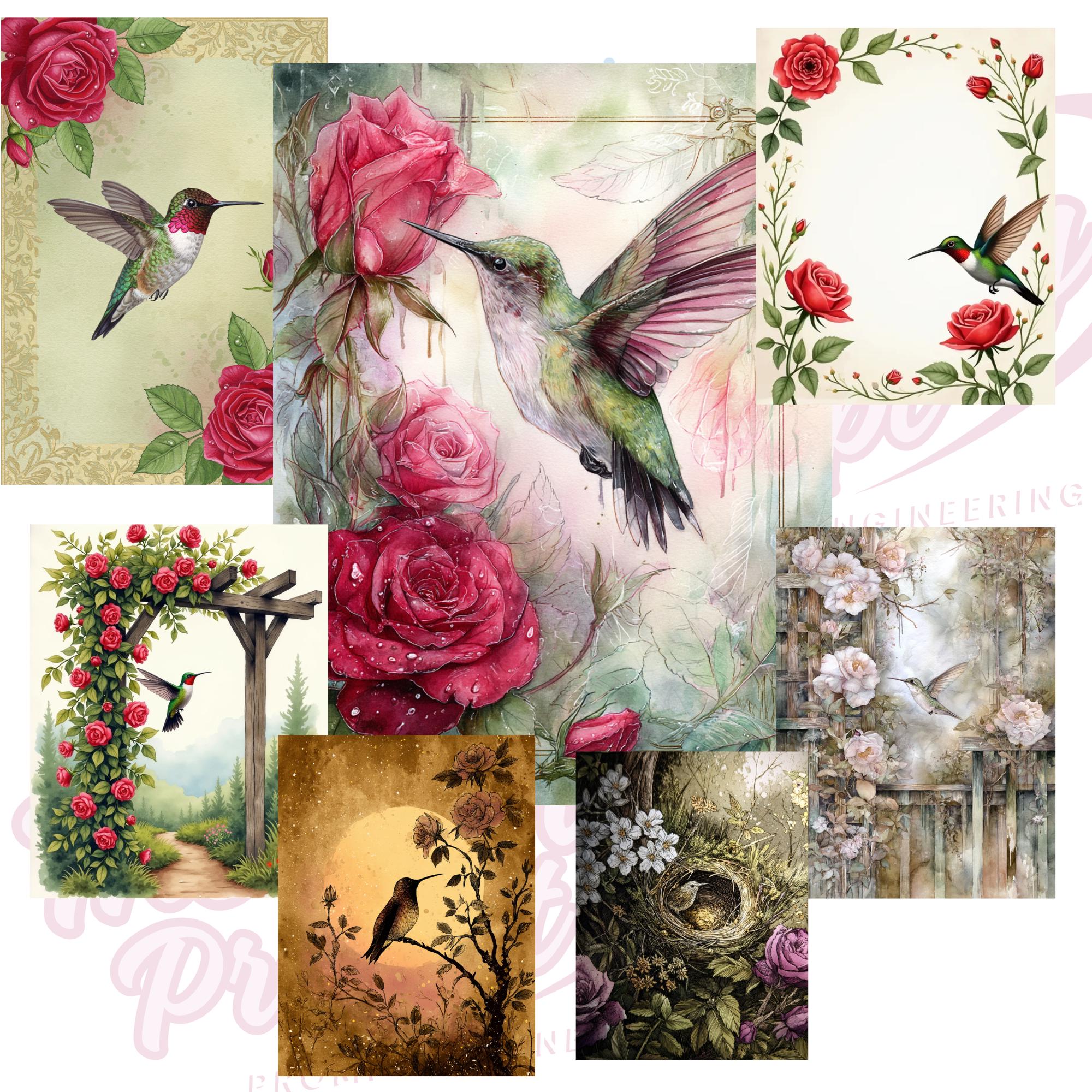 25 Hummingbird and Roses Themed AI Prompts - Digital Journaling & Craft Bundle - Instant Digital Download - Thumbnail 2