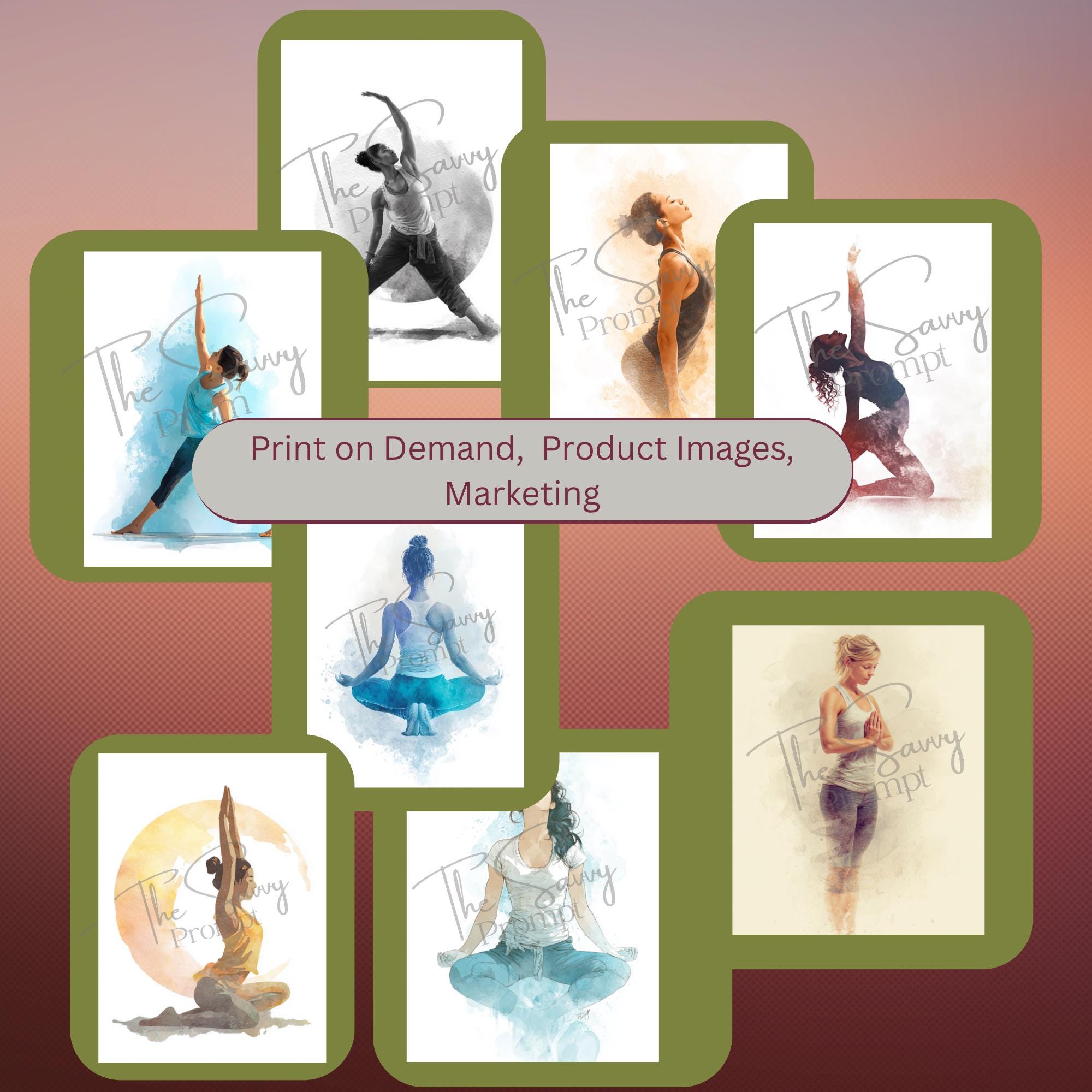 AI Prompt Short –Yoga Life| 1 Midjourney Prompt with 10 Variations + 40 AI personal/ commercial use images | Journal, Stationery Papers - Thumbnail 5