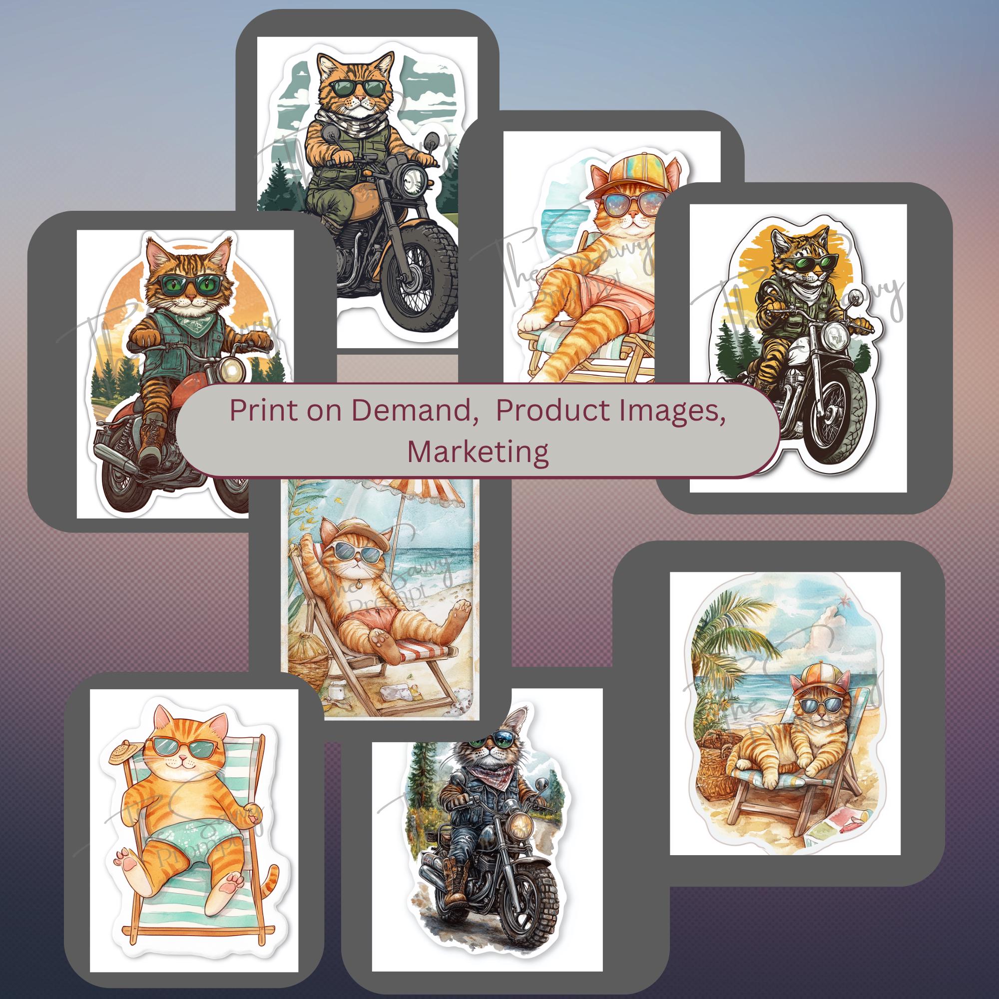 AI Prompt Short –Cat-Titude| 1 Midjourney Prompt with 10 Variations + 40 AI personal/ commercial use images | Journal, Stationery Papers - Thumbnail 5