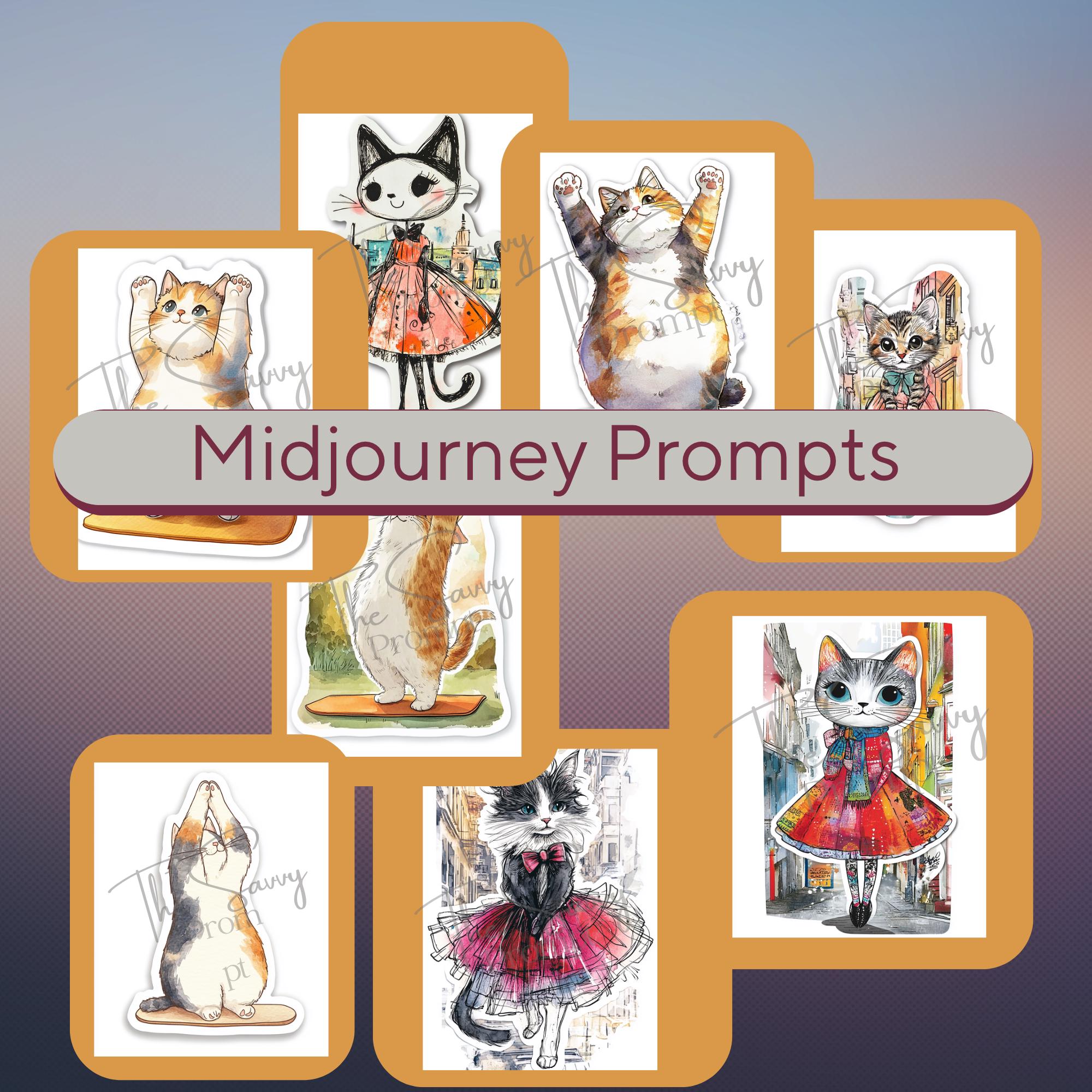 AI Prompt Short –Cat-Titude| 1 Midjourney Prompt with 10 Variations + 40 AI personal/ commercial use images | Journal, Stationery Papers - Thumbnail 3