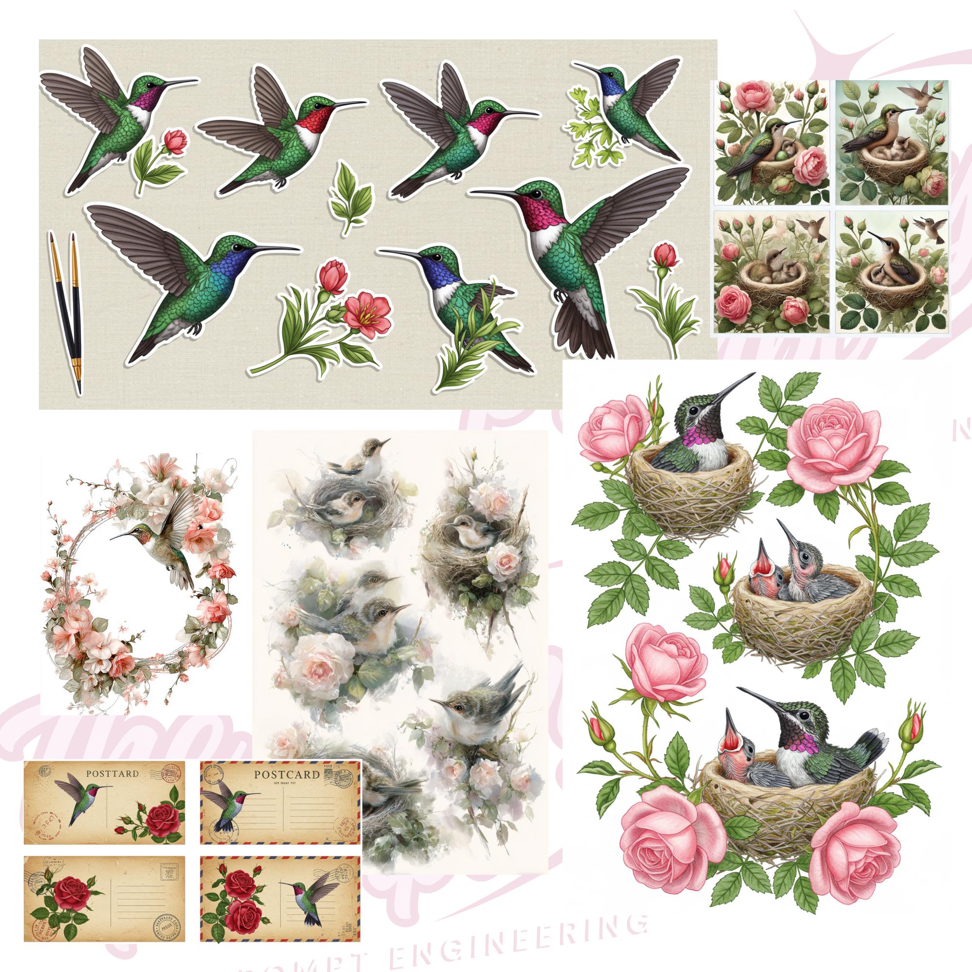 25 Hummingbird and Roses Themed AI Prompts - Digital Journaling & Craft Bundle - Instant Digital Download - Thumbnail 4