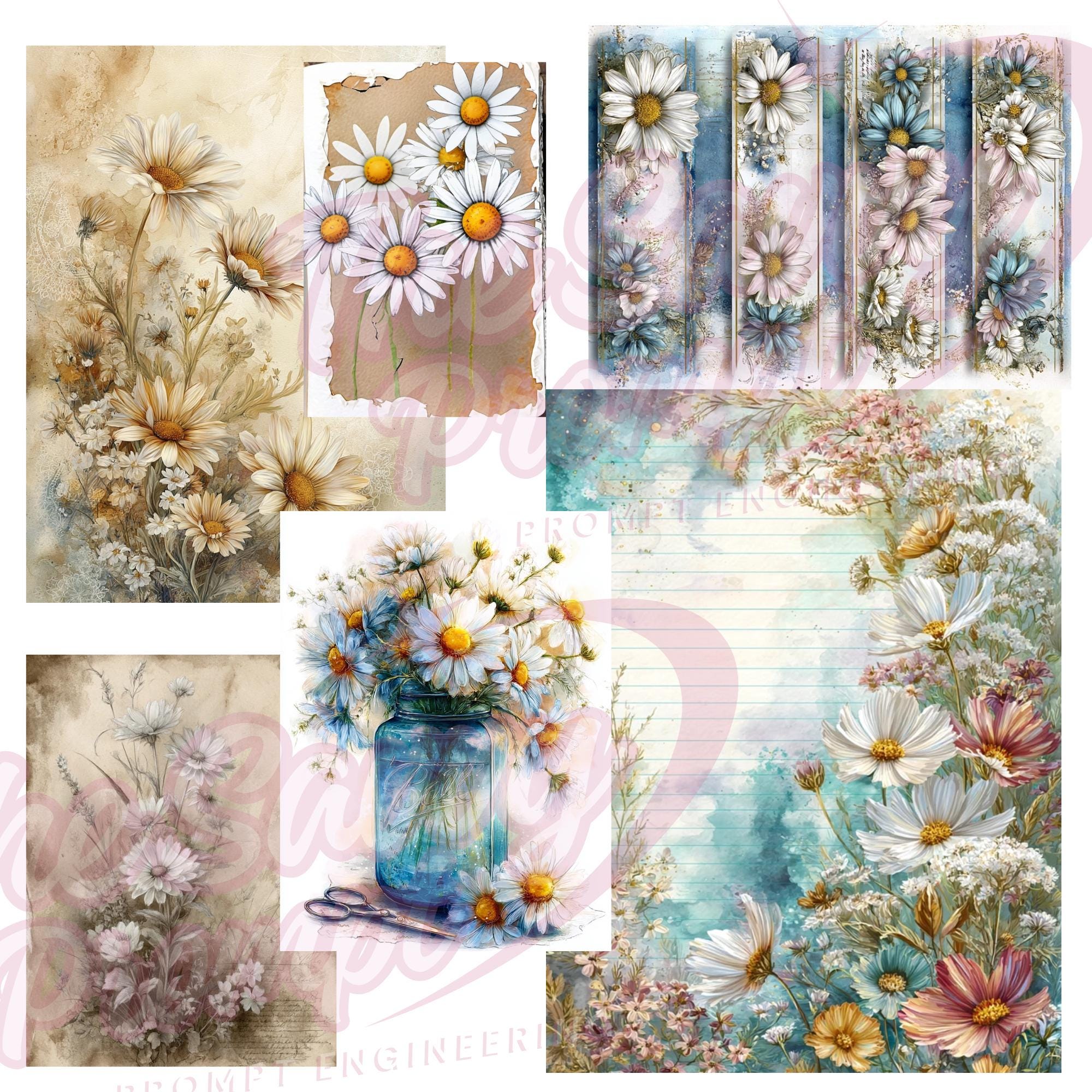 25 Daisy Themed AI Prompts - Digital Journaling & Craft Prompt Collection - Instant Digital Download - Thumbnail 3