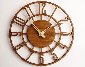Wood wall clock with numbers silent, Simple wall clock wood, Rustic wall clock, Clock with numbers, Modern wood clock, Unique wall clock