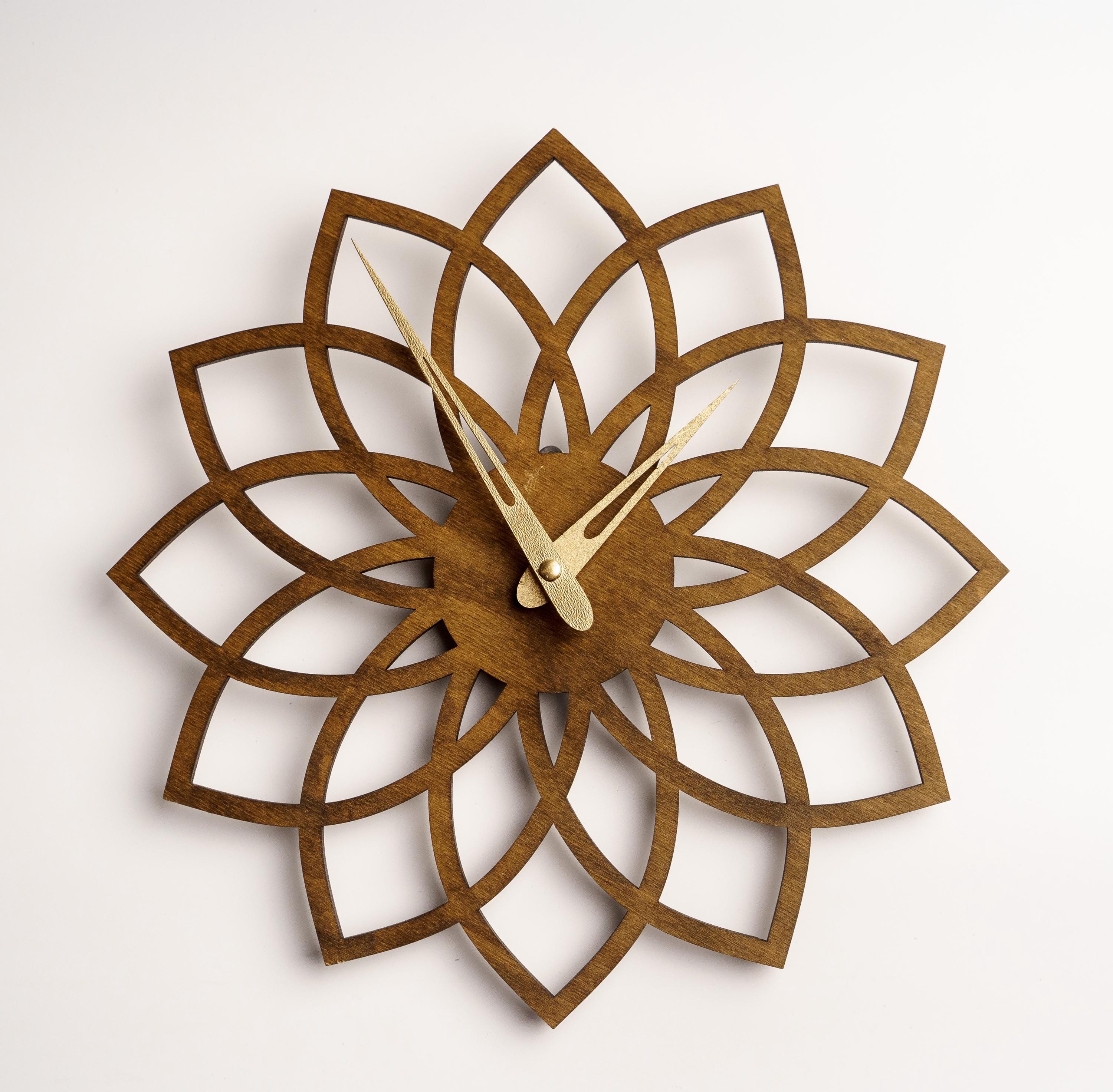 Wooden mandala clock, Mandala wall clock, Floral wall clock, Yoga wall clock, Flower wall clock, Laser cut mandala clock, Rustic wall clock