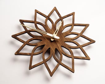 Mandala wood clock, Mandala wall clock, Wooden wall clock kitchen, Modern wall clock battery, Unique wall clock modern minimalist decor