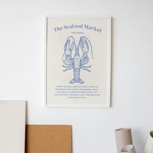 Printable wall art | Lobster Watercolour Print – Digital Nautical Wall Art, Coastal Kitchen Décor, Lobster Shack  art