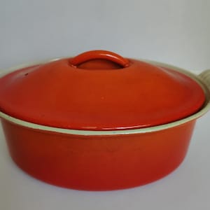 Vintage Le Creuset #22 Flame Oval Enamel Cast Iron Dutch Oven Made in France-READ Description of Condition
