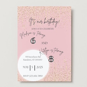 Joint Birthday Party Invitation, Twin Birthday, Sibling Parties