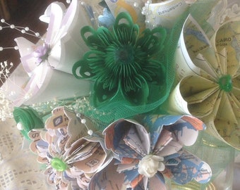 Emerald Green Origami Map Bouquet