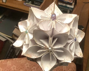 Origami Kusudama Flower Ball with Color Choices Includes 12 Flowers