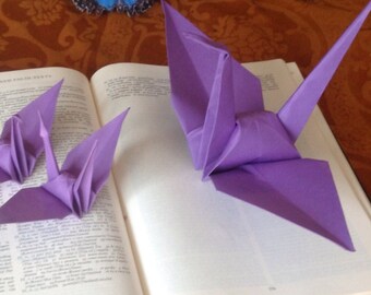 Origami Cranes Mother Crane and One Baby Crane - OR Set of FIVE Families