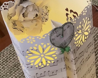 Sheet Music Luminary With Battery Tea Candle