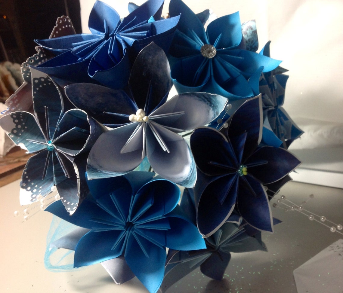 Royal Blue Paper Flowers 10 Colorful Loose Origami Flowers Etsy