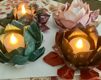 Origami Lotus Flowers with Candles 1-4 included