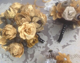 Gold and Black Origami Lotus Flower Bouquet