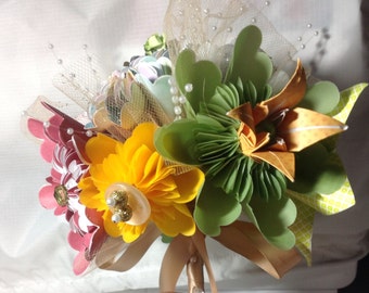 Origami Summer Flower Bouquet With 8 Tropical Colored Flowers