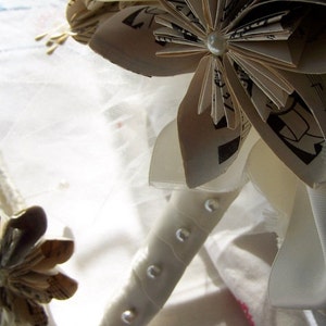 Paper Flower Bridal Bouquet Handmade Customized With Book Pages, Map Flowers or Sheet Music Bouquet image 7