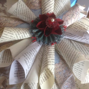 Book Page Wreath, Map, or Sheet Music Wreath 12 Inches Christmas Style image 4