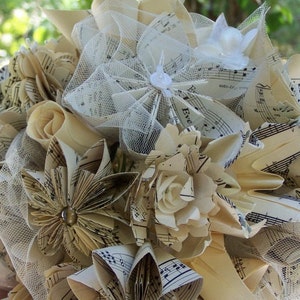 Paper Flower Bridal Bouquet Handmade Customized With Book Pages, Map Flowers or Sheet Music Bouquet image 1