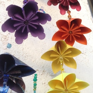 Rainbow Mobile Handmade With 8 Origami Flowers