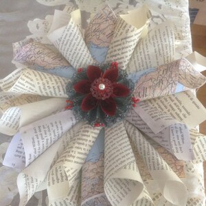 Book Page Wreath, Map, or Sheet Music Wreath 12 Inches Christmas Style image 3