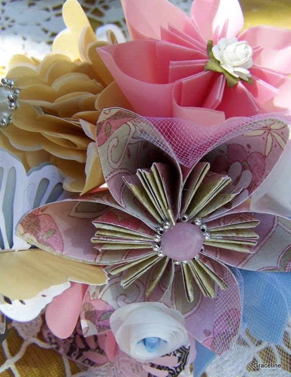 Cascading Bouquet- Paper Bouquet, one of a kind origami, Bridal